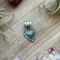 Sterling Silver Pilot Mountain Turquoise Heart Pendant – Handmade by Artist Shay Pfeiffer