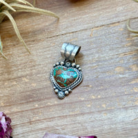 Sterling Silver Pilot Mountain Turquoise Heart Pendant – Handmade by Artist Shay Pfeiffer