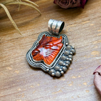 Sterling Silver Autumn Spiny Oyster Buffalo Pendant – Handmade by Artist Shay Pfeiffer