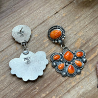 Sterling Silver Orange Spiny Oyster Half Cluster Dangle Earrings – Artist Shay Pfeiffer