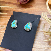 Sterling Silver Sonoran Mountain Turquoise Stud Earrings – Handmade by Artist Jason Ogg