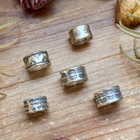Sterling Silver Hand-Milled Wide Band “Poke the Bear” Stamped Ring – Size 5.5 – Handmade by Artist Jason Ogg