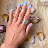 Sterling Silver Hand-Milled Wide Band Sun Ray Stamped Ring – Size 8.5 – Handmade by Artist Jason Ogg