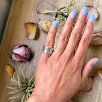 Sterling Silver Hand-Milled Wide Band “Poke the Bear” Stamped Ring – Size 5.5 – Handmade by Artist Jason Ogg