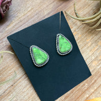 Sterling Silver High Grade Carico Lake Turquoise Stud Earrings – Handmade by Artist Jason Ogg