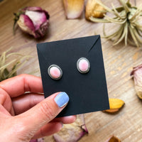 Sterling Silver Pink Conch Stud Earrings – Handmade by Artist Jason Ogg
