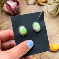 Sterling Silver Palomino Variscite Stud Earrings, Artist Jason Ogg