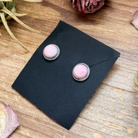 Sterling Silver Pink Conch Stud Earrings – Handmade by Artist Jason Ogg