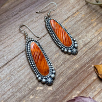 Sterling Silver Orange Spiny Oyster Dangle Earrings – Artist Shay Pfeiffer