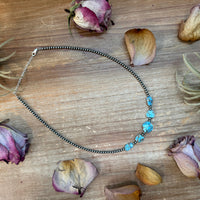 Golden Hills Turquoise & Sterling Silver Pearl Necklace – 16 Inch