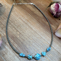 Golden Hills Turquoise & Sterling Silver Pearl Necklace – 16 Inch