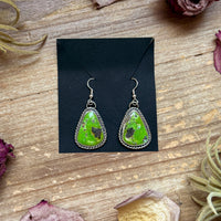Sterling Silver Sonoran Turquoise Dangle Earrings – Handmade by Artist Jason Ogg