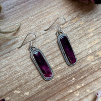 Sterling Silver Purple Spiny Oyster Dangle Earrings – Handmade by Artist Jason Ogg