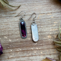 Sterling Silver Purple Spiny Oyster Dangle Earrings – Handmade by Artist Jason Ogg