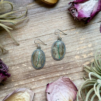Sterling Silver Ribbon Royston Turquoise Dangle Earrings – Handmade by Artist Jason Ogg