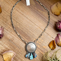 Sterling Silver Liberty Coin Necklace with Golden Hill Turquoise – 16” – 1945 Coin