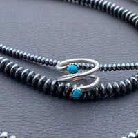 Silver Double Wrap Ring with Turquoise Dots