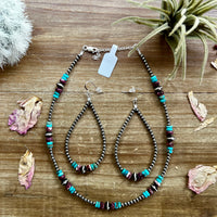 Sterling Silver Pearls choker with real turquoise and purple spiny oyster