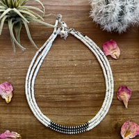 3 mm Sterling Silver Pearls choker on white 3mm magnesite