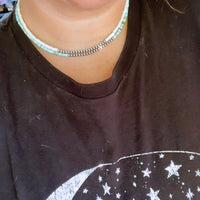 3 mm Sterling Silver Pearls choker on white 3mm magnesite