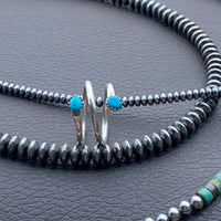 Silver Double Wrap Ring with Turquoise Dots