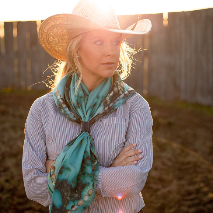 Kingman Turquoise Silk Wild Rag