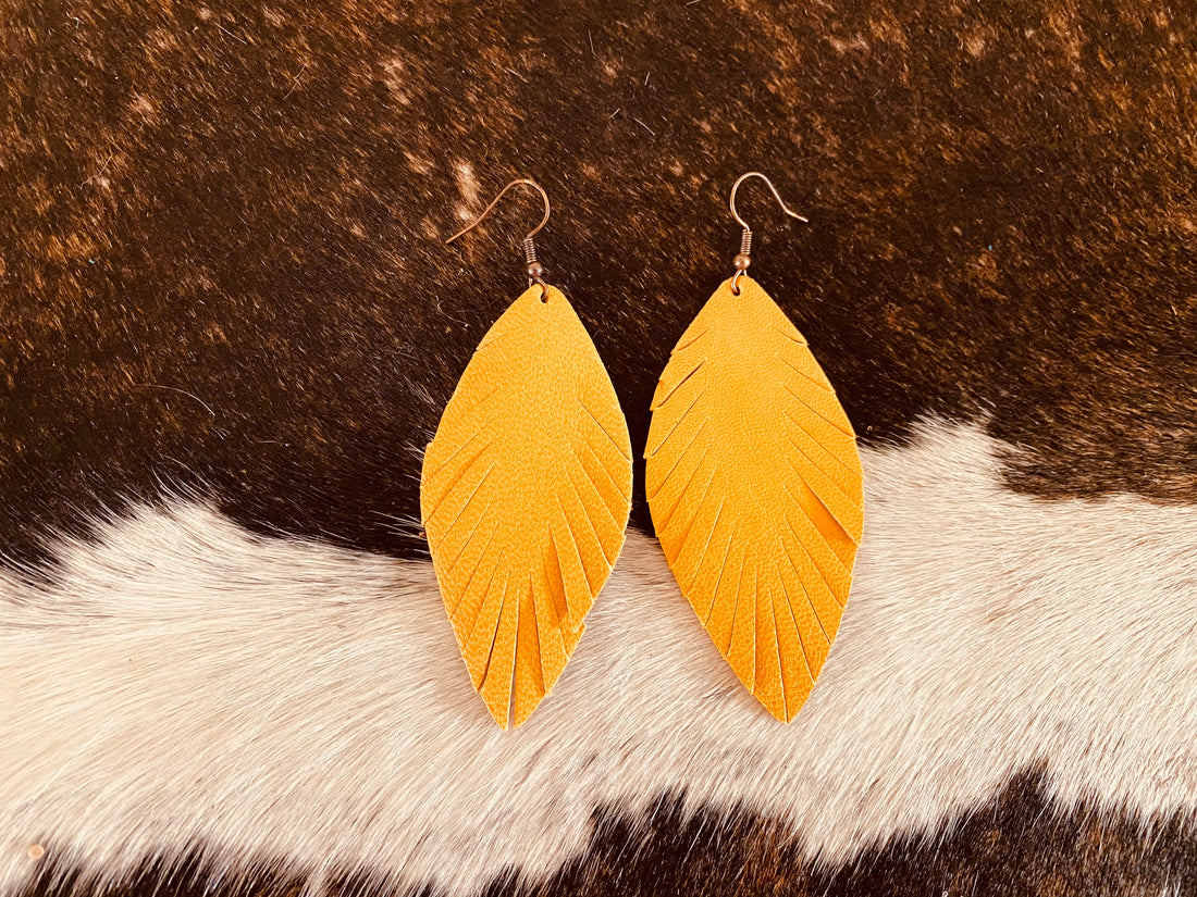 Yellow Feather Earrings