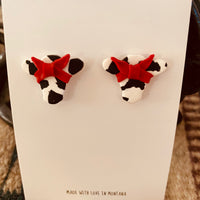 Colorful Cow Head w/Head Wrap Earrings