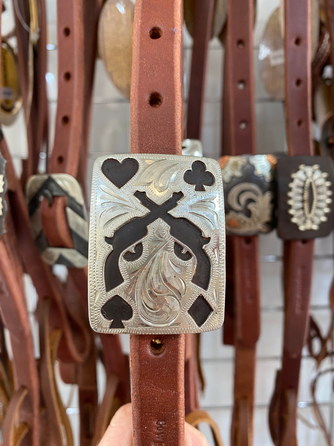 Harness Leather Slide Ear w/Handmade Buckle