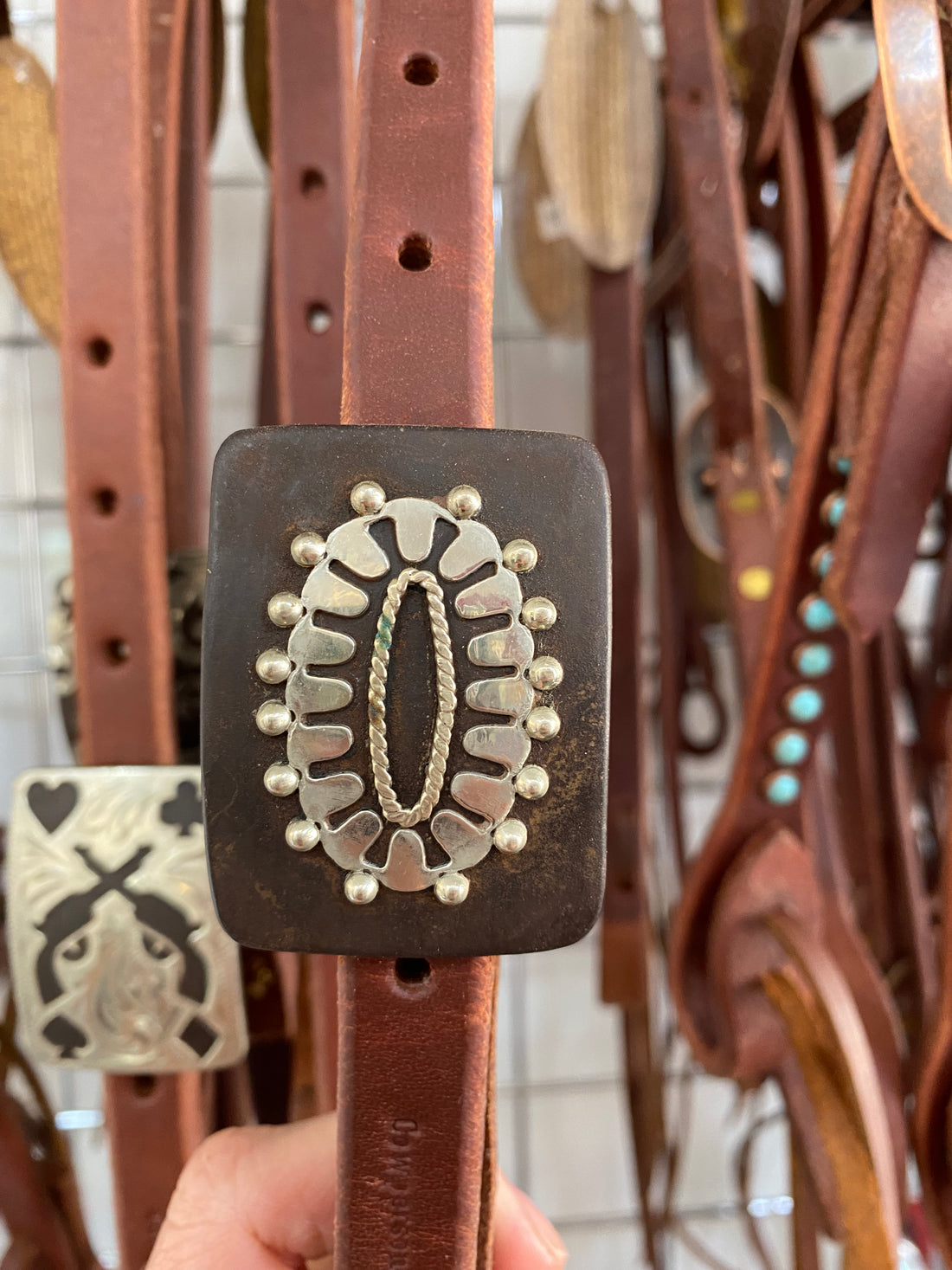 Harness Leather Slide Ear w/Handmade Buckle