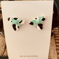 Colorful Cow Head w/Head Wrap Earrings