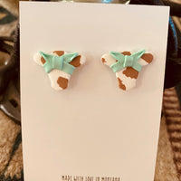 Colorful Cow Head w/Head Wrap Earrings