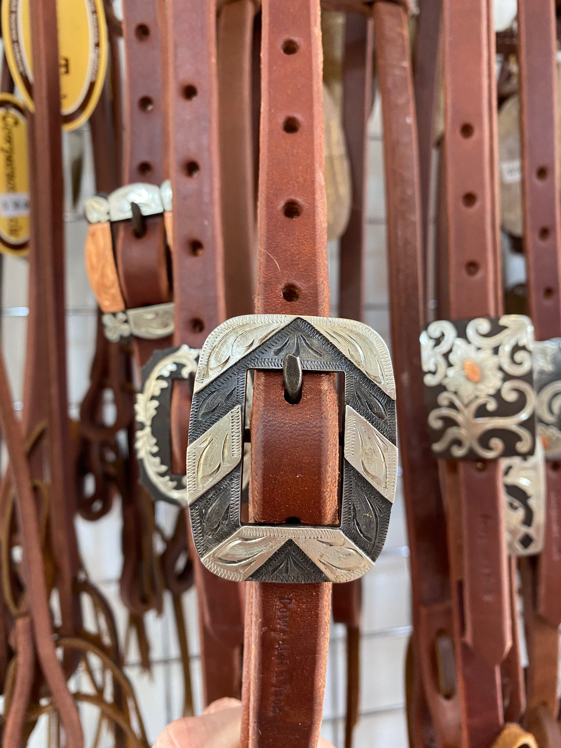 Harness Leather Slide Ear w/Handmade Buckle