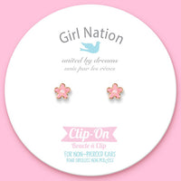 CLIP ON Cutie Earrings- Pink Fancy Flower