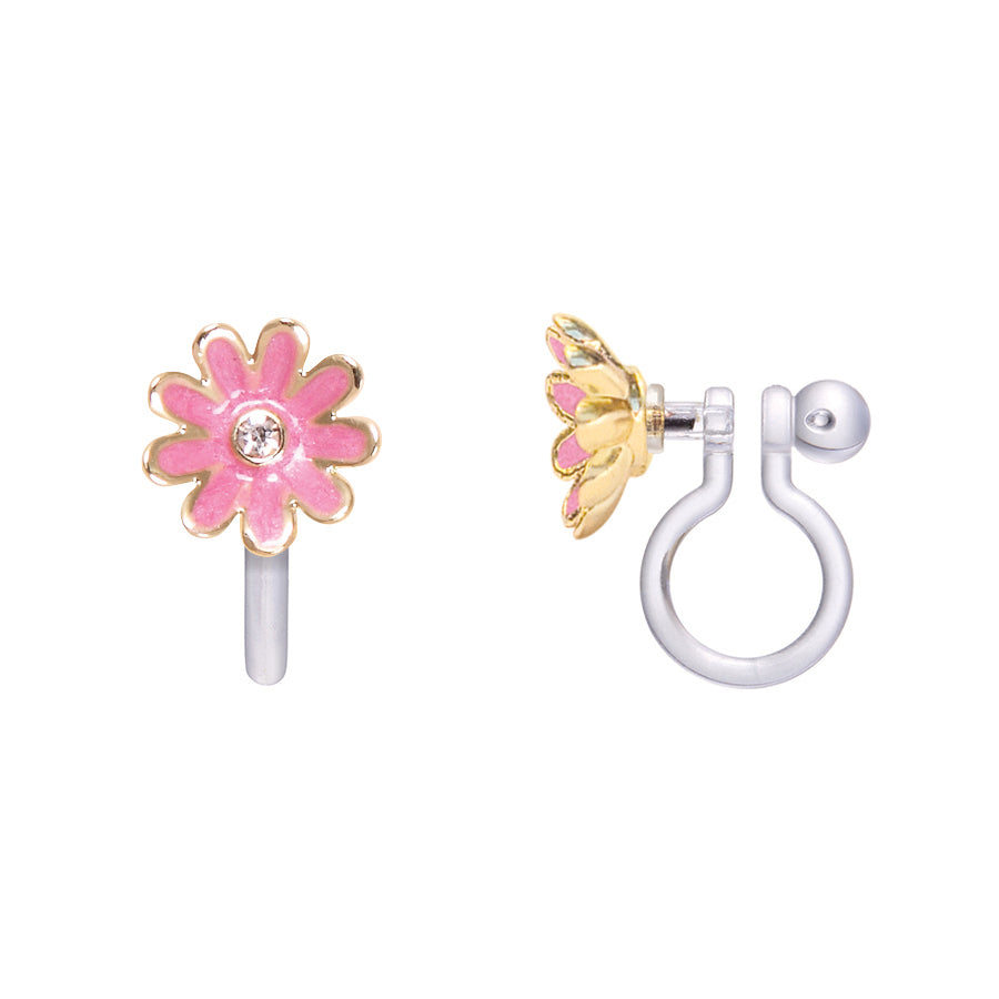 CLIP ON Cutie Earrings- Pink Daisy