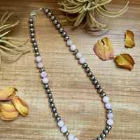 Faceted Kunzite & Sterling Silver Necklace – 8 mm Pearls – 20 Inch