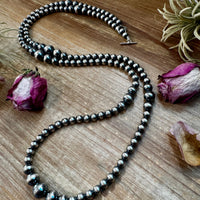 NFR Collection Necklace – Graduated Sterling Silver Pearls 8mm to 14mm  46.5"