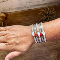White Buffalo or Red Spiny Cuff Bracelet – Sterling Silver
