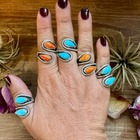 Turquoise or Spiny Oyster Ring – Sterling Silver – Native Made Stamp Z – Multiple Sizes – USA