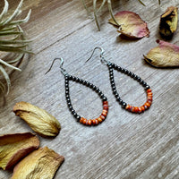 Teardrop Earrings – Sterling Silver Pearl & Orange Spiny Oyster