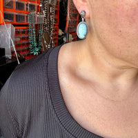 Golden Hill Turquoise Dangle Earrings – Sterling Silver, Post Style, USA Made