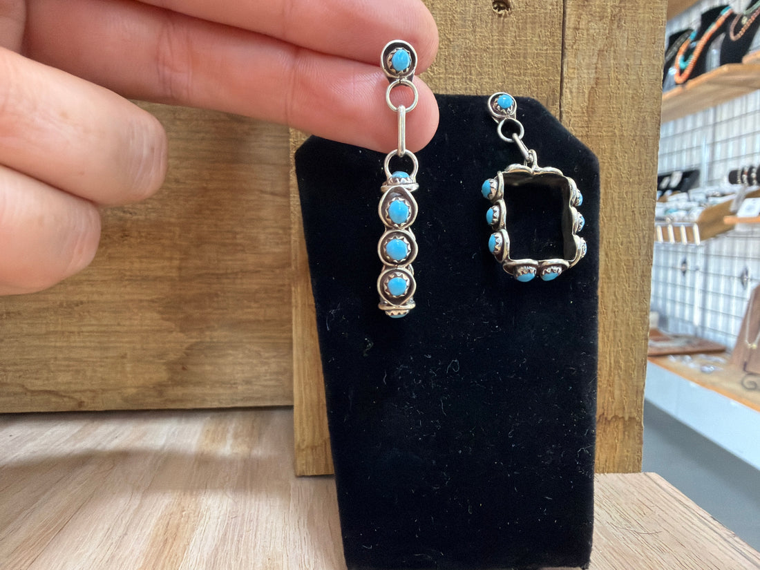Turquoise Dot Box Studs