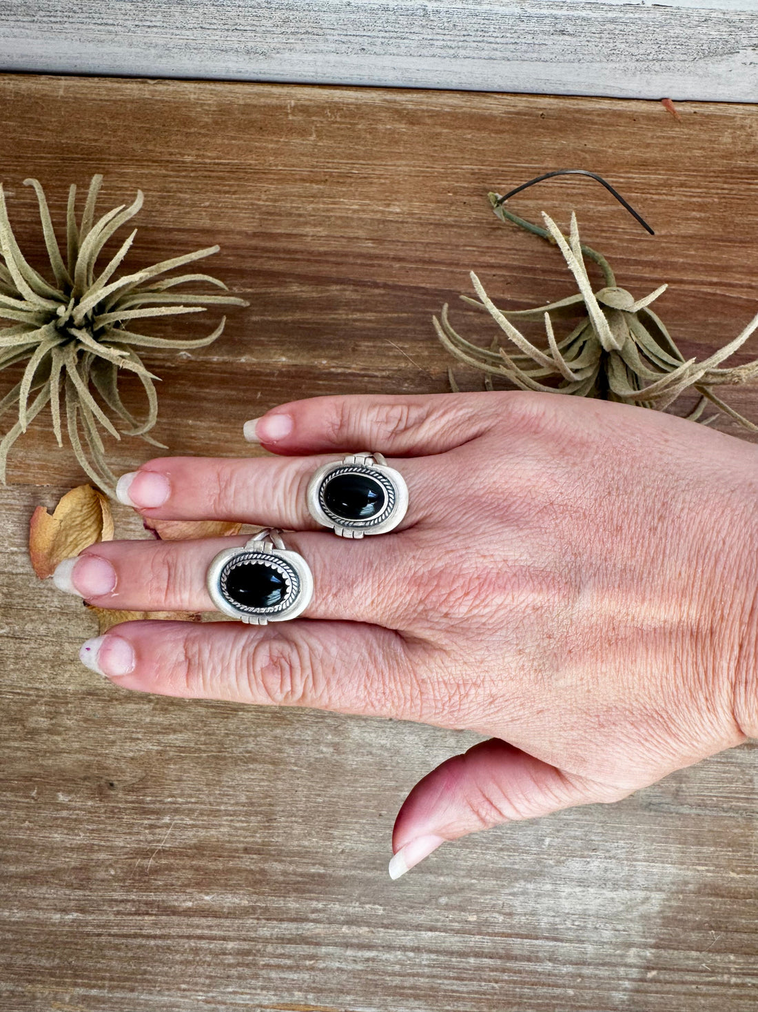 Black Onyx Oval Ring – Sterling Silver – Sizes 7.5 & 8