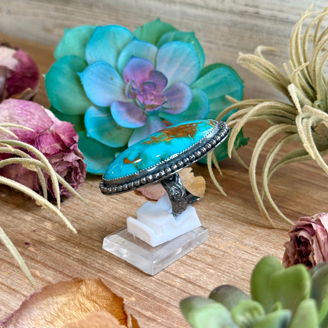 MJ Massive Turquoise Ring – Sterling Silver Adjustable Band