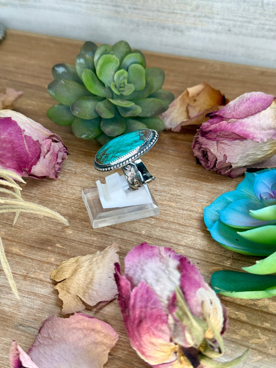 MJ Turquoise Ring – Sterling Silver Adjustable Band