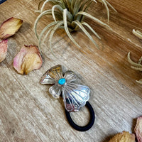Sterling Silver Hair Tie with Kingman Turquoise