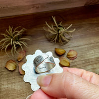 Mojave Spiny & Turquoise Flower Adjustable Ring – Sterling Silver, Made in USA