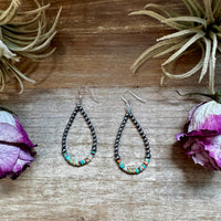 Green & Orange Heishi Earrings – Sterling Silver Pearls