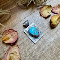 Golden Hill Turquoise Pendant – Navajo Handmade by Ned Nez, Sterling Silver