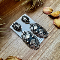 Sterling Silver Dangle Earrings – Native Made by Leander & Rhonda Largo, USA